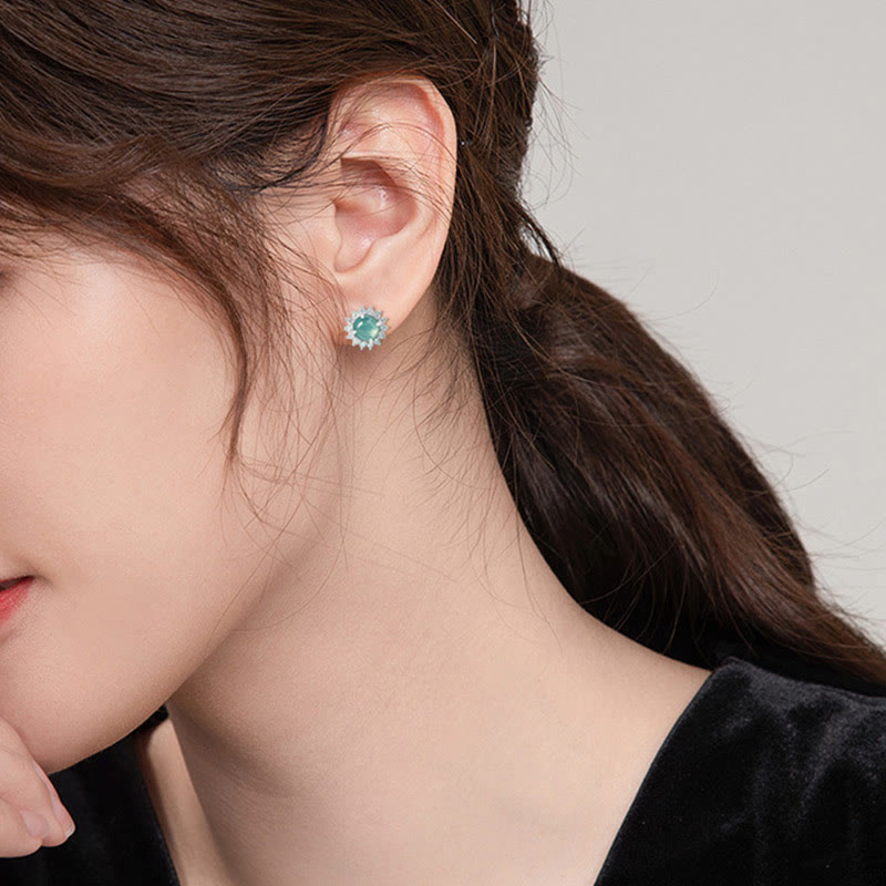 6 mm Jade Glücksfülle Ohrstecker in 925 Sterling Silber