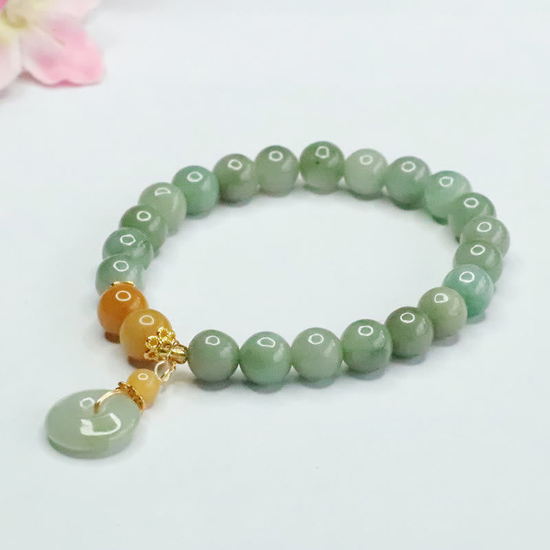 6 mm Jade-Armband mit Peace-Schnalle für Wohlstand und Überfluss