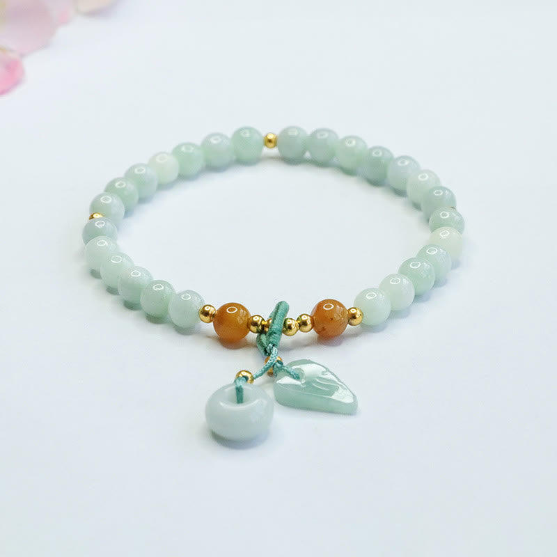 6 mm Jade-Armband mit Peace-Schnalle für Wohlstand und Überfluss