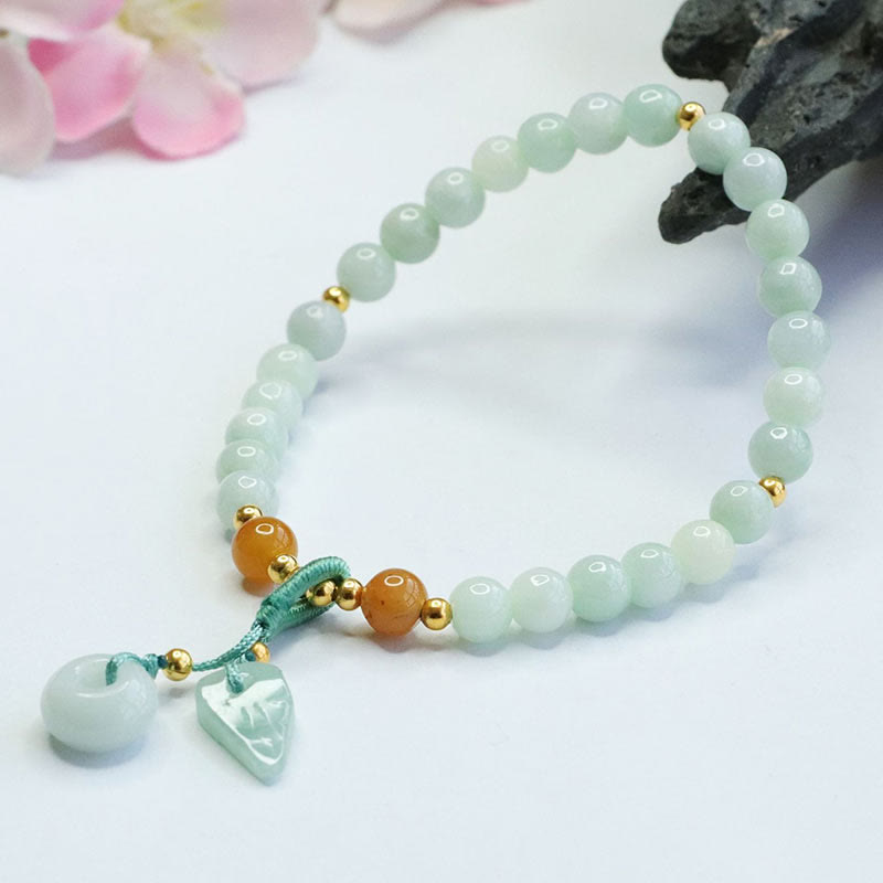 6 mm Jade-Armband mit Peace-Schnalle für Wohlstand und Überfluss