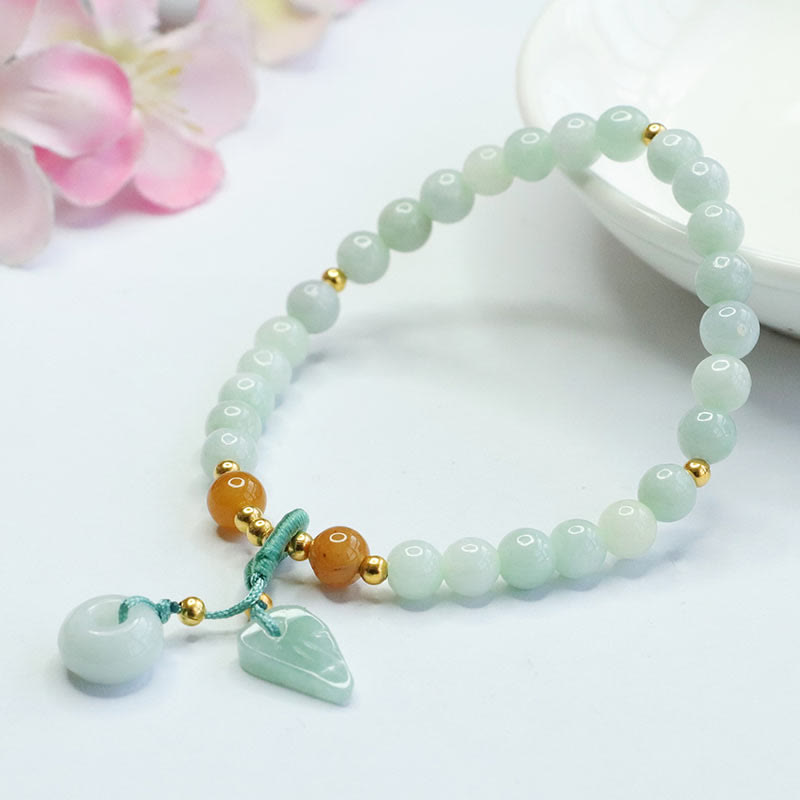 6 mm Jade-Armband mit Peace-Schnalle für Wohlstand und Überfluss