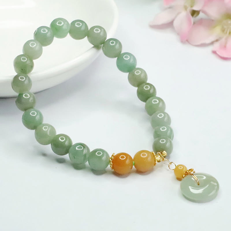 6 mm Jade-Armband mit Peace-Schnalle für Wohlstand und Überfluss