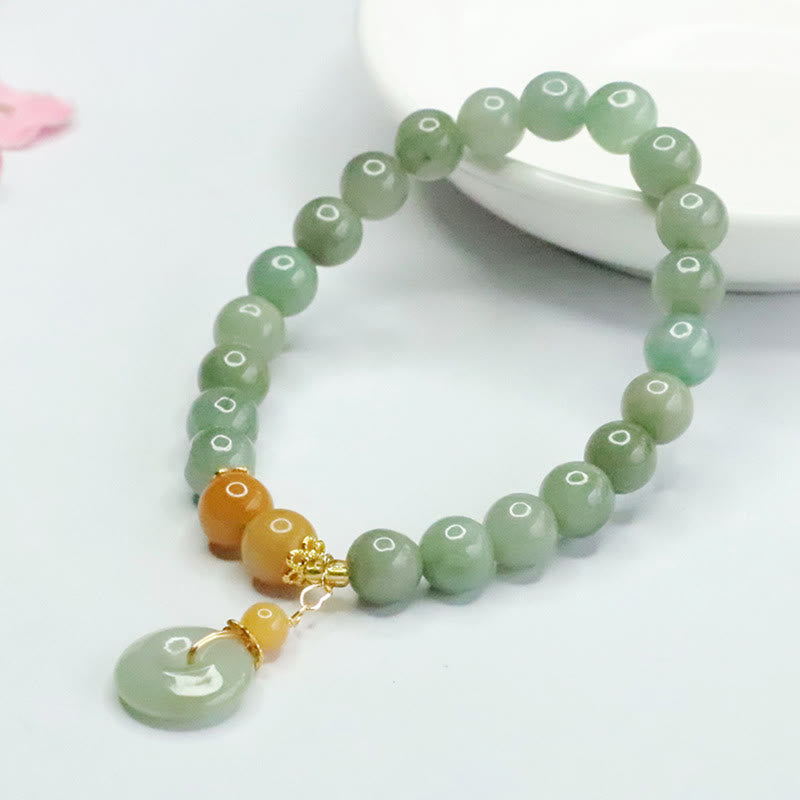 6 mm Jade-Armband mit Peace-Schnalle für Wohlstand und Überfluss