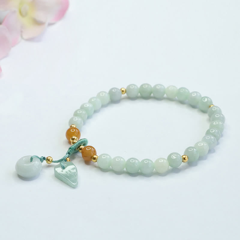 6 mm Jade-Armband mit Peace-Schnalle für Wohlstand und Überfluss