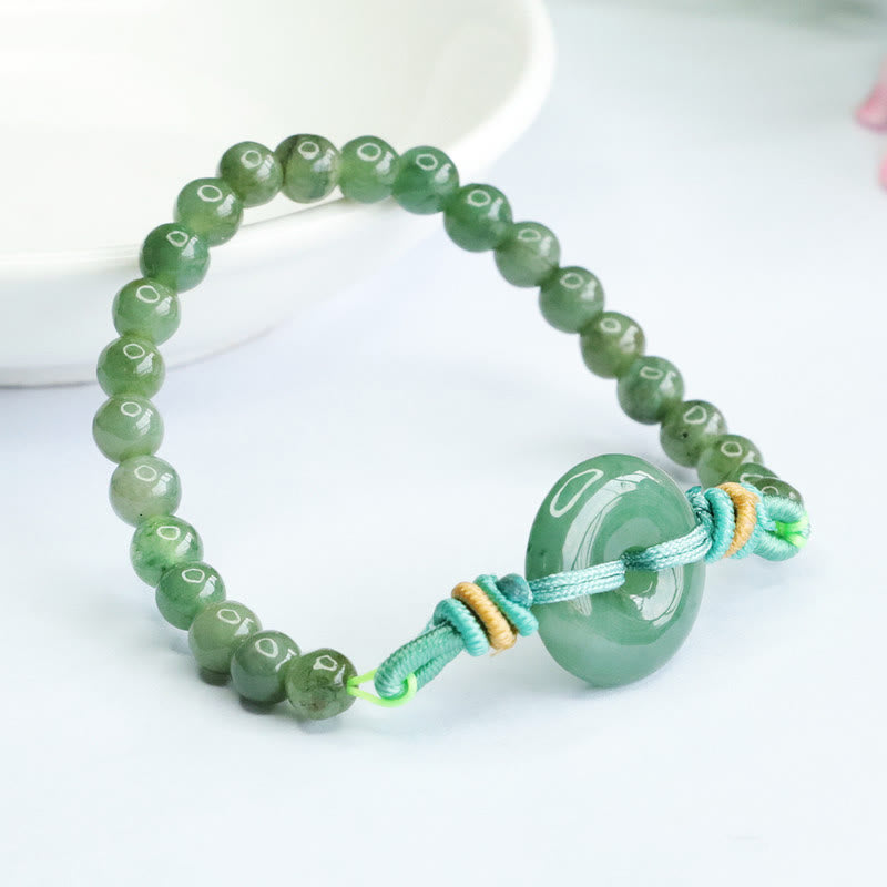 6 mm Jade-Armband mit Peace-Schnalle – Wohlstand und Glück
