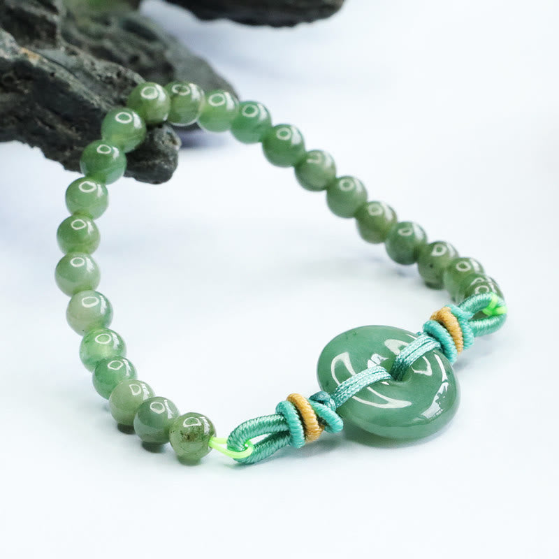 6 mm Jade-Armband mit Peace-Schnalle – Wohlstand und Glück