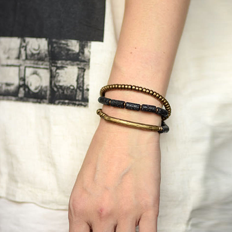 6 mm Lavastein-Kupfer-Mehrfach-Wickelarmband