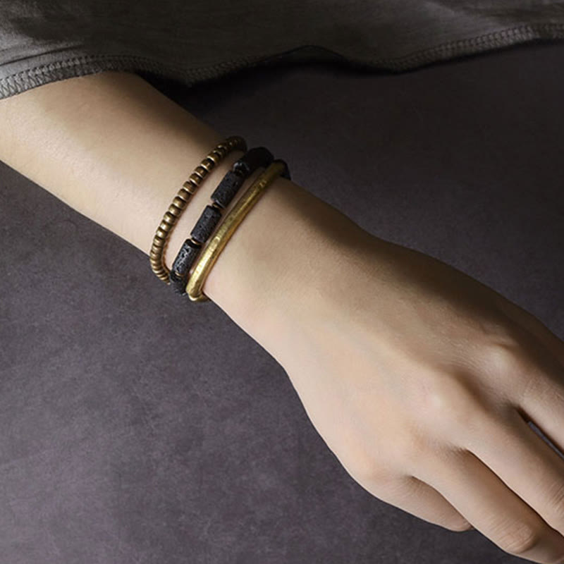 6 mm Lavastein-Kupfer-Mehrfach-Wickelarmband