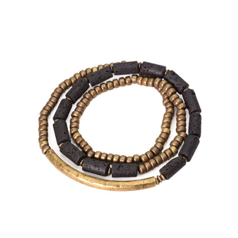 6 mm Lavastein-Kupfer-Mehrfach-Wickelarmband