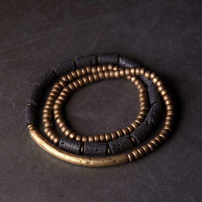 6 mm Lavastein-Kupfer-Mehrfach-Wickelarmband