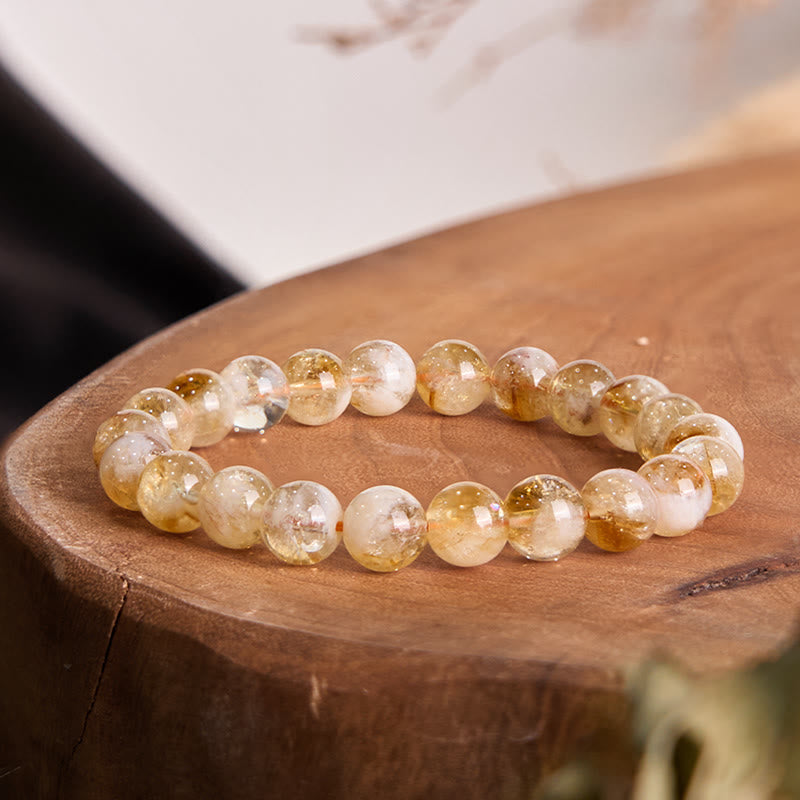 6 mm natürliches Citrin-Schneeflockenarmband für Wohlstand