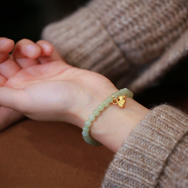 6 mm großes Glücksbringerarmband aus natürlicher Hetian-Jade