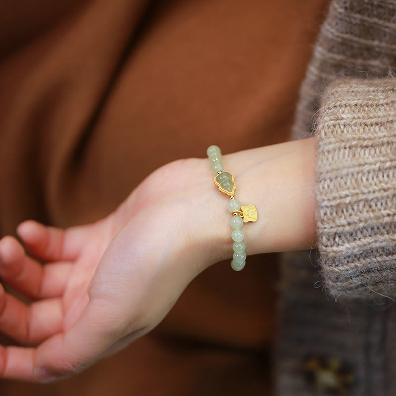 6 mm großes Glücksbringerarmband aus natürlicher Hetian-Jade