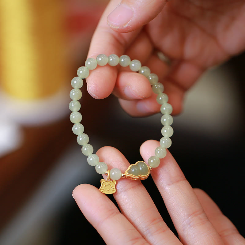 6 mm großes Glücksbringerarmband aus natürlicher Hetian-Jade