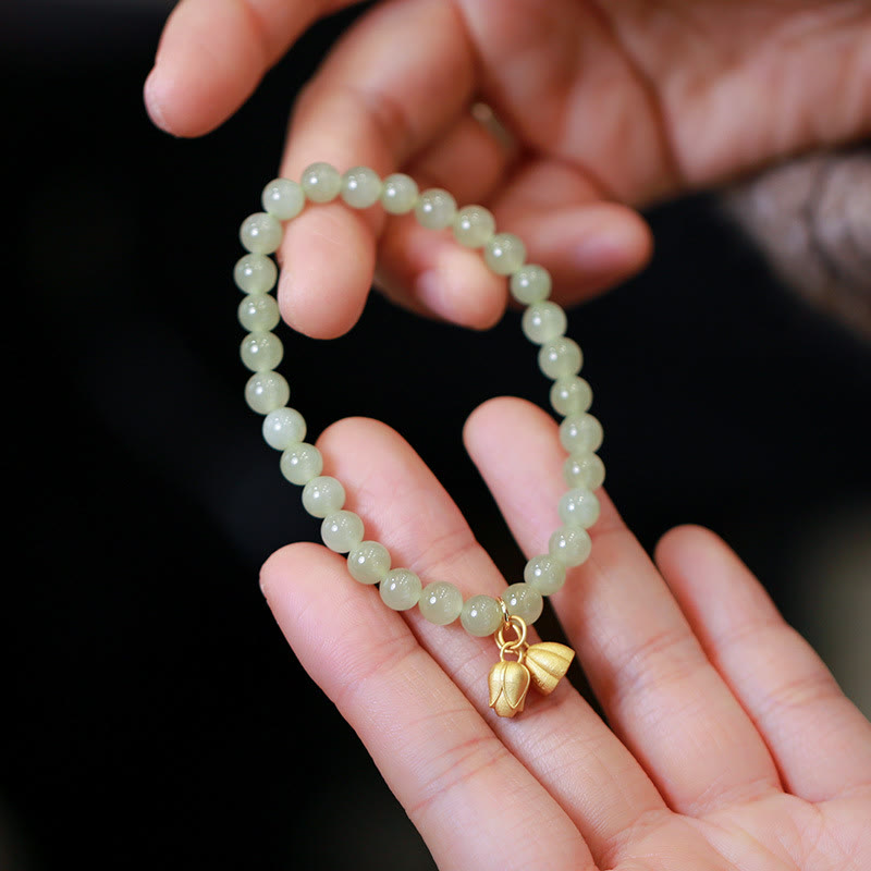 6 mm großes Glücksbringerarmband aus natürlicher Hetian-Jade