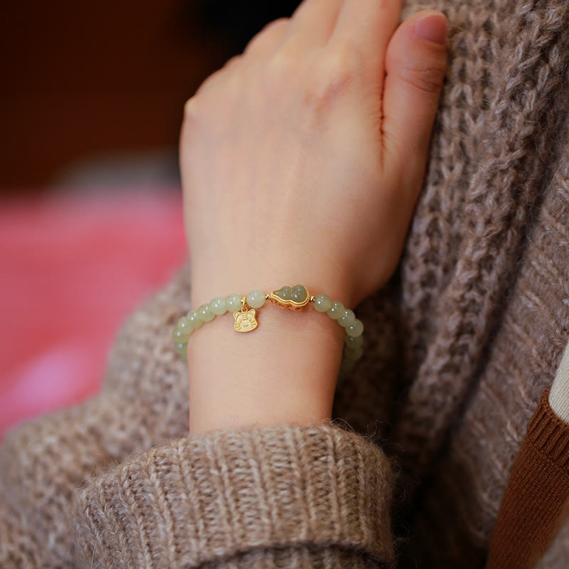 6 mm großes Glücksbringerarmband aus natürlicher Hetian-Jade