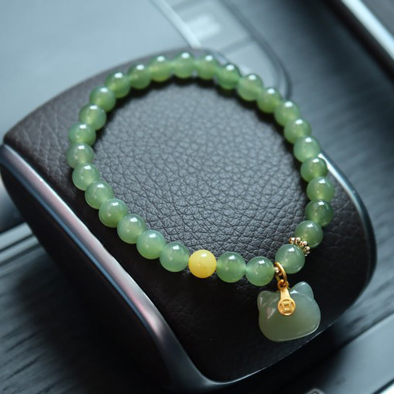 6 mm großes Glücksbringerarmband aus natürlicher Hetian-Jade