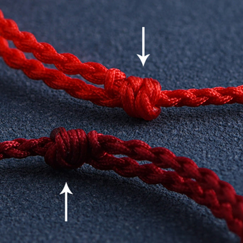 6 mm Schutzarmband aus Pfirsichholz mit roter Schnur