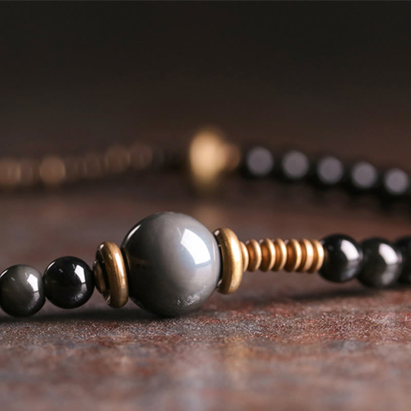 6 mm Regenbogen-Obsidian-Mehrschichtarmband mit positivem Effekt