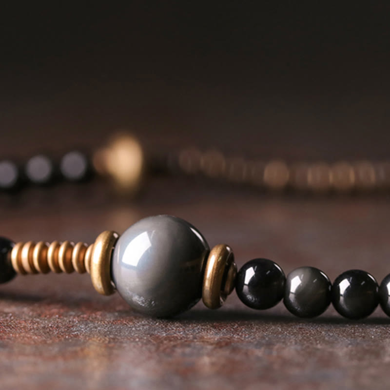 6 mm Regenbogen-Obsidian-Mehrschichtarmband mit positivem Effekt