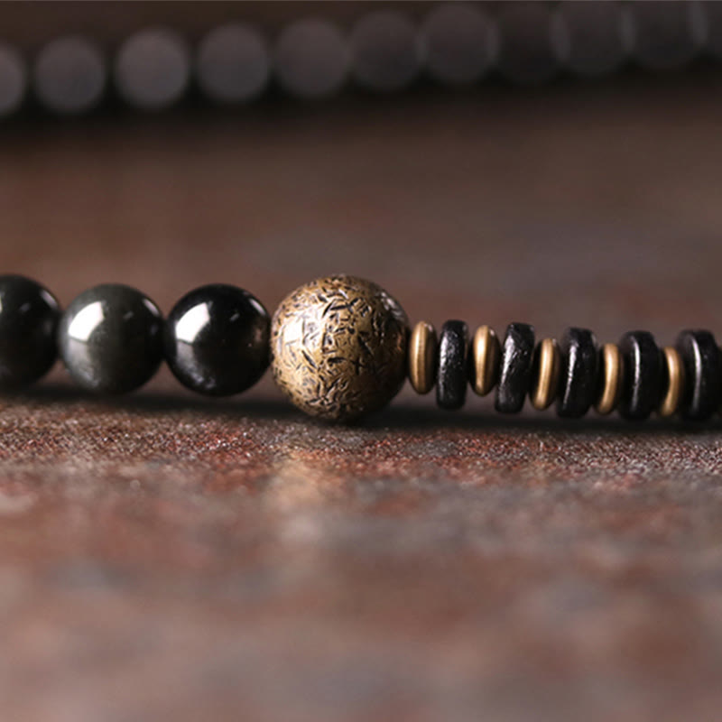 6 mm Regenbogen-Obsidian-Mehrschichtarmband mit positivem Effekt