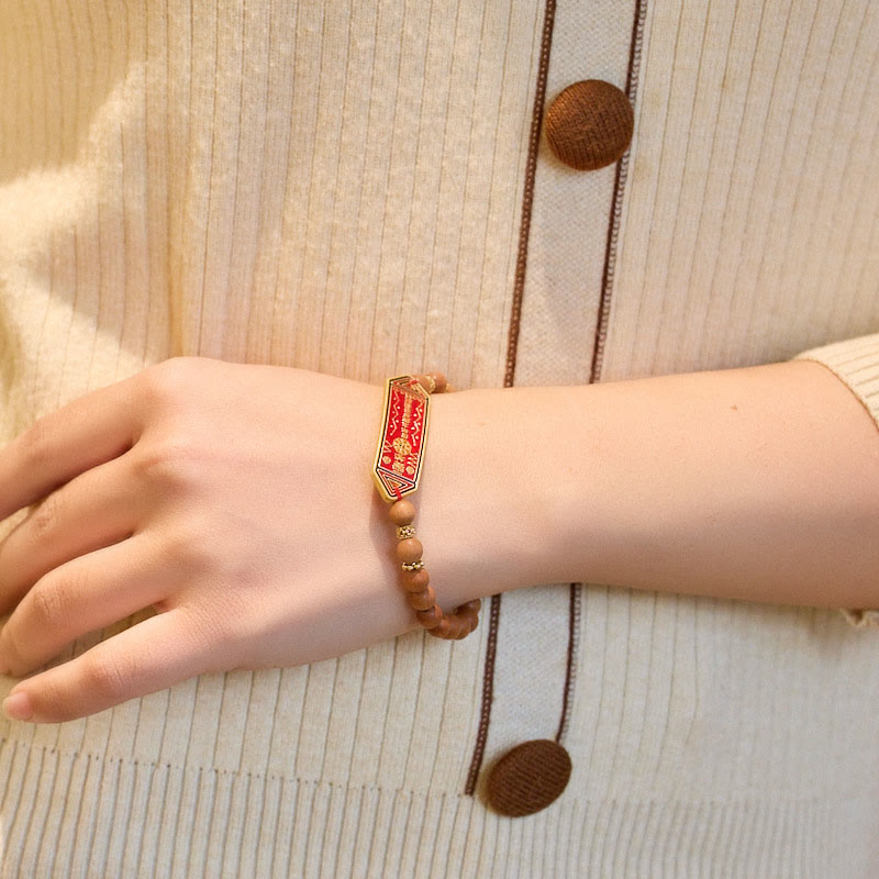 6 mm Sandelholz-Yin-Yang-Armband mit Bagua-Harmonie-Anhänger