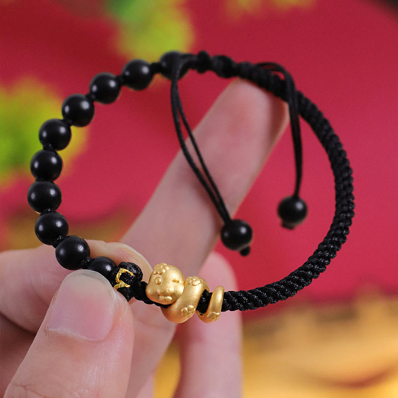 6 mm kleines Schutzarmband aus rotem Sandelholz mit rotem Seil – Unisex