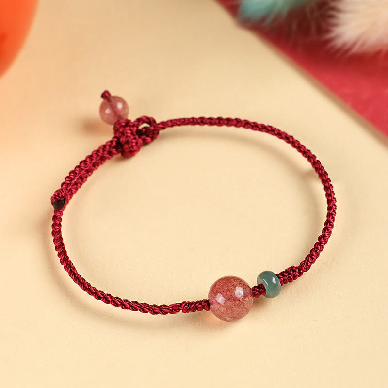 6 mm Erdbeerquarz-Jade-Heilarmband für Damen