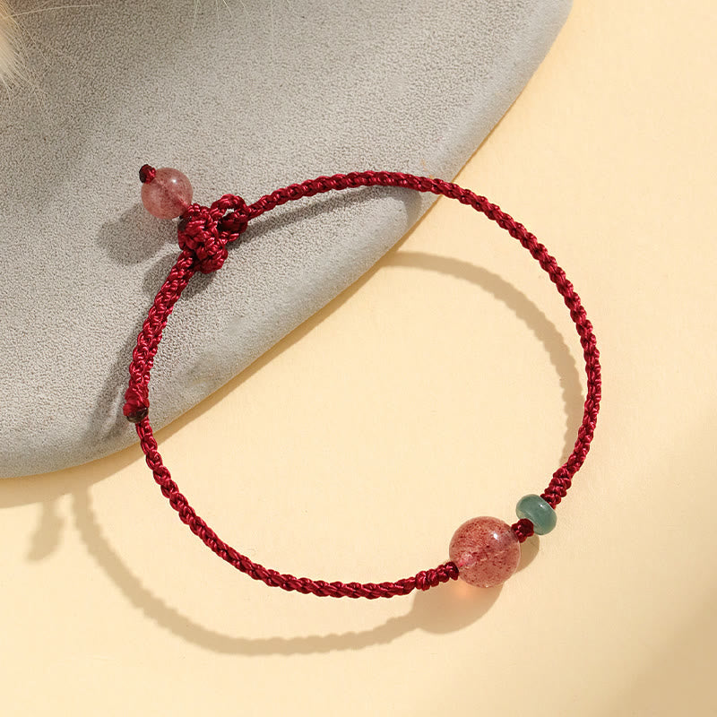 6 mm Erdbeerquarz-Jade-Heilarmband für Damen