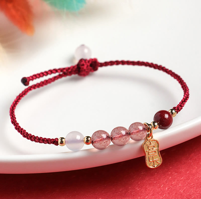 6 mm Erdbeerquarz-Jade-Heilarmband für Damen