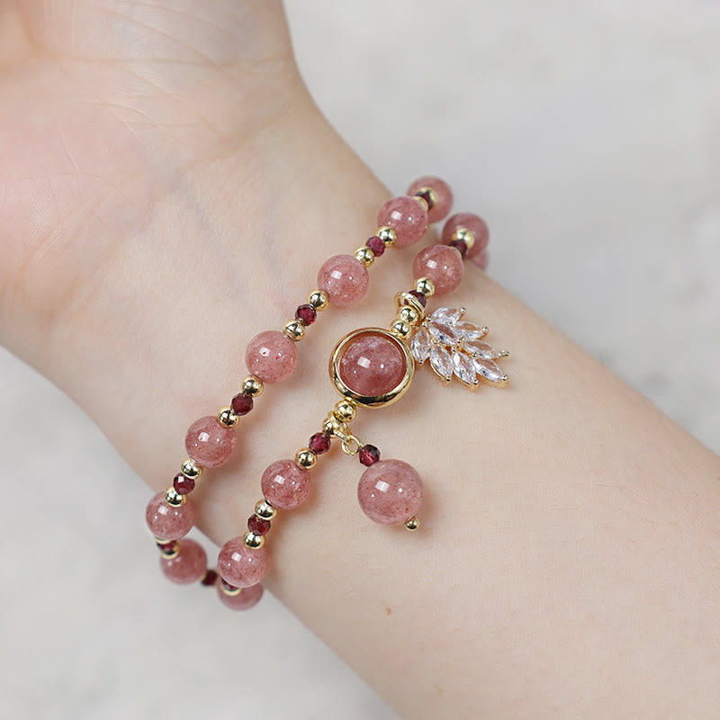 6 mm Erdbeerquarz Love Healing Doppelwickelarmband