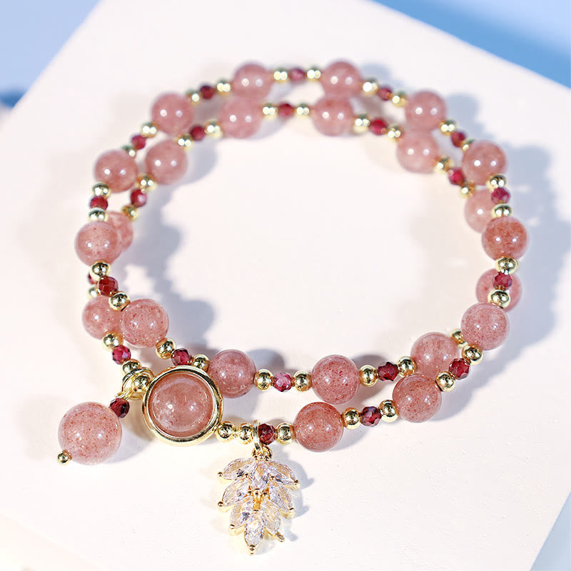 6 mm Erdbeerquarz Love Healing Doppelwickelarmband