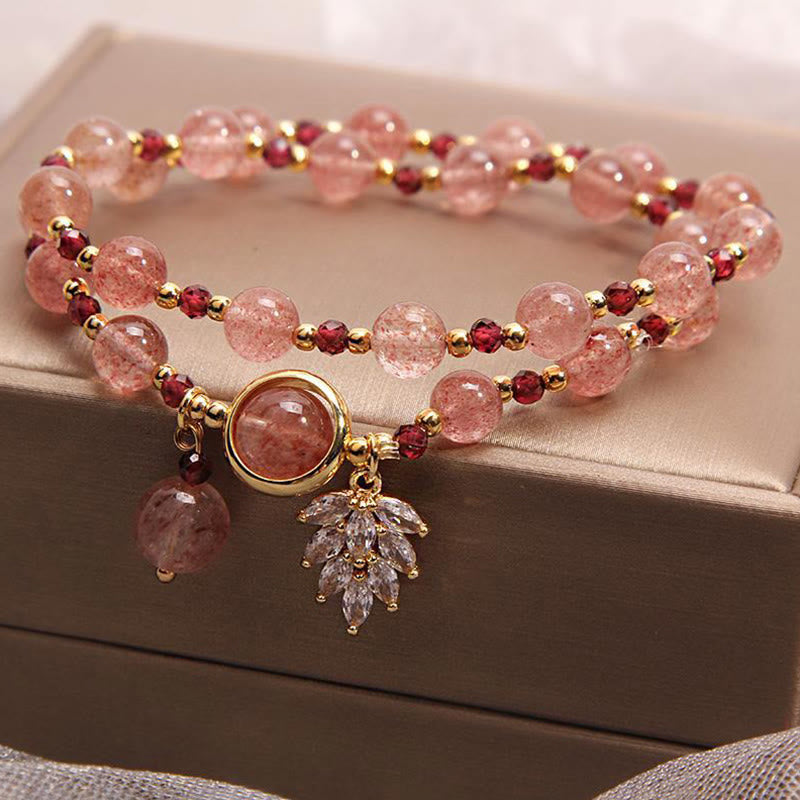 6 mm Erdbeerquarz Love Healing Doppelwickelarmband