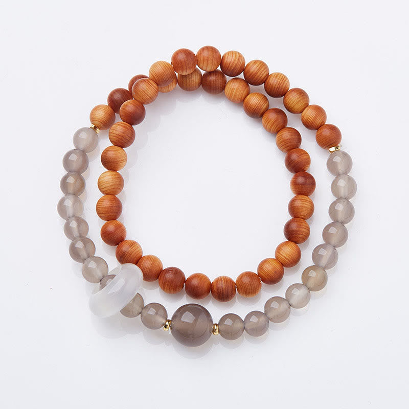 6 mm Thuja Sutchuenensis Grauer Achat Optimistisches Armband