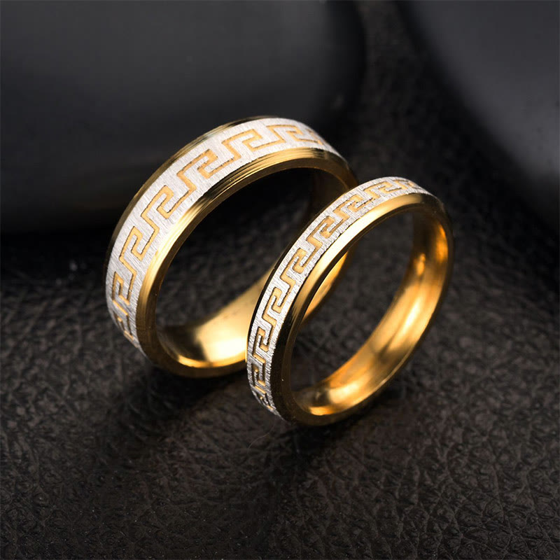 6 mm Balance-Ring aus Titanstahl mit tibetischem Great Wall-Muster
