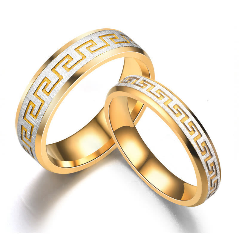 6 mm Balance-Ring aus Titanstahl mit tibetischem Great Wall-Muster