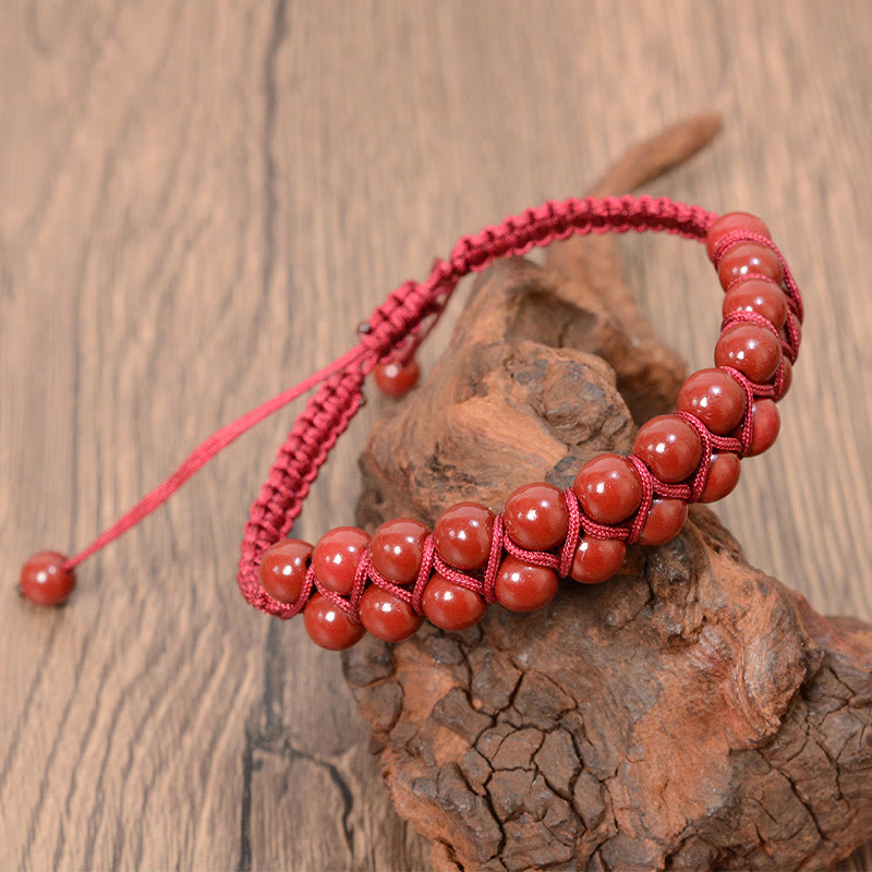 6 mm Tigerauge und Zinnober Unisex-Armband
