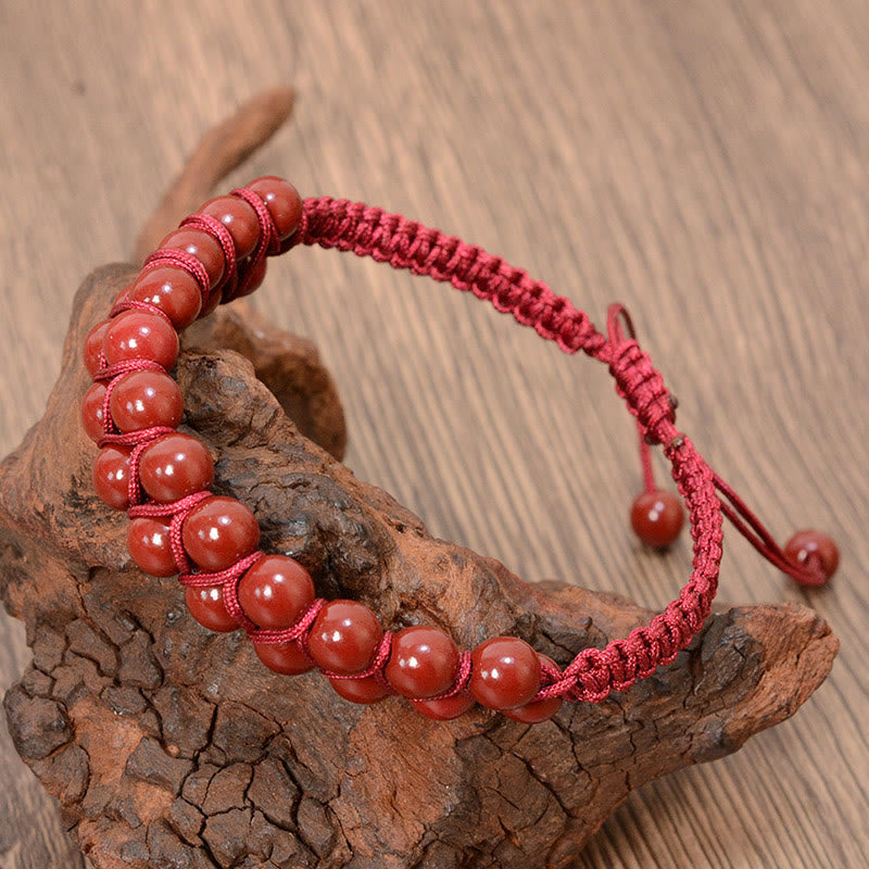6 mm Tigerauge und Zinnober Unisex-Armband