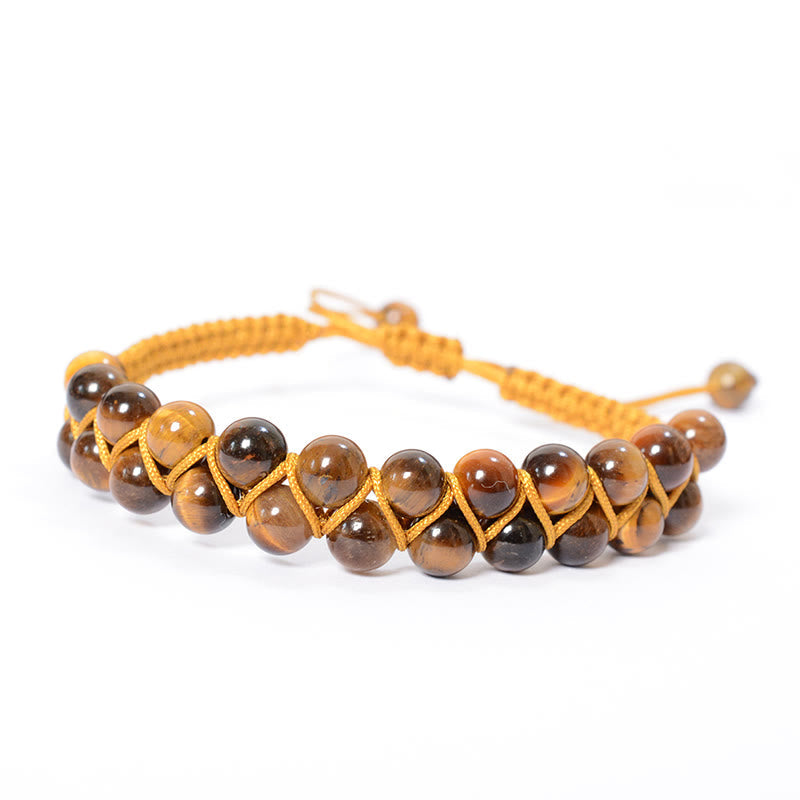 6 mm Tigerauge und Zinnober Unisex-Armband