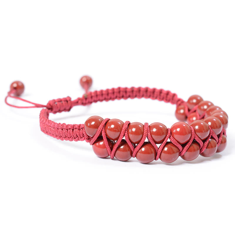 6 mm Tigerauge und Zinnober Unisex-Armband