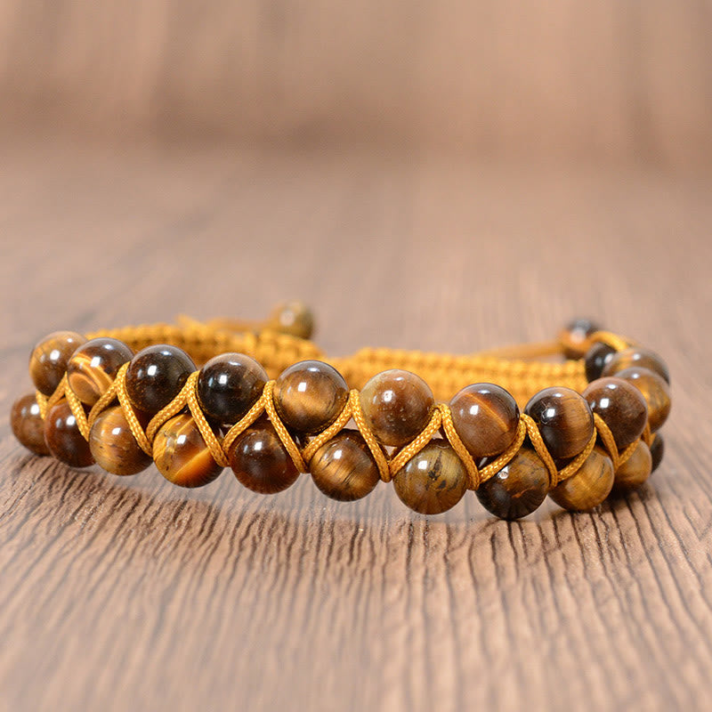 6 mm Tigerauge und Zinnober Unisex-Armband