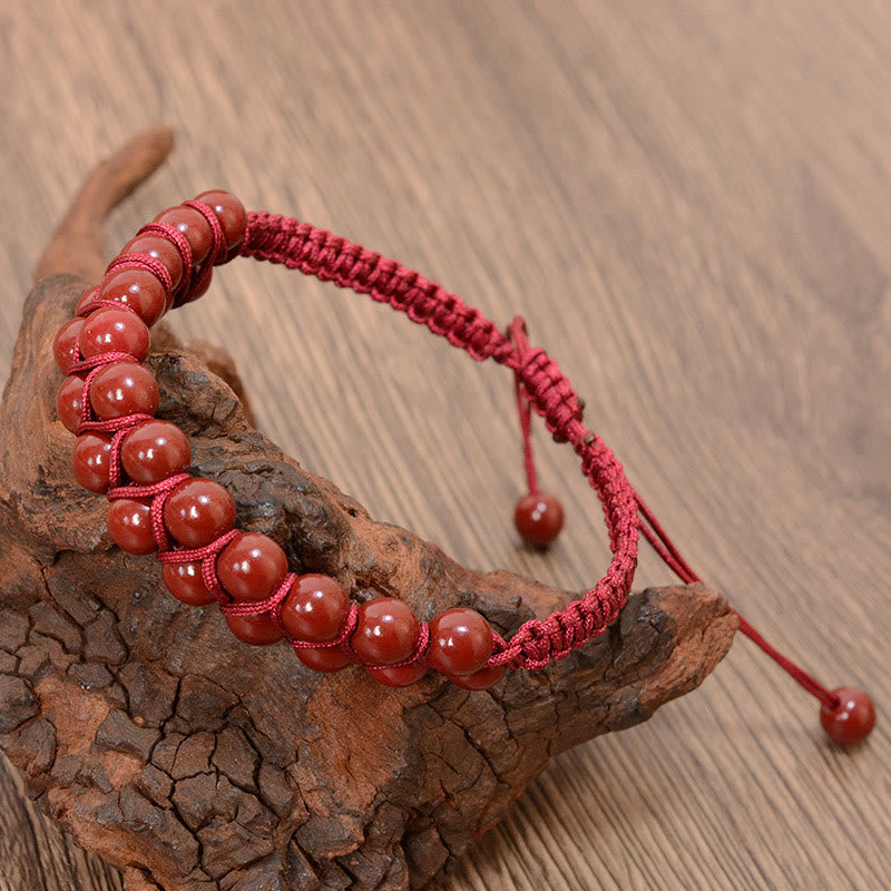 6 mm Tigerauge und Zinnober Unisex-Armband