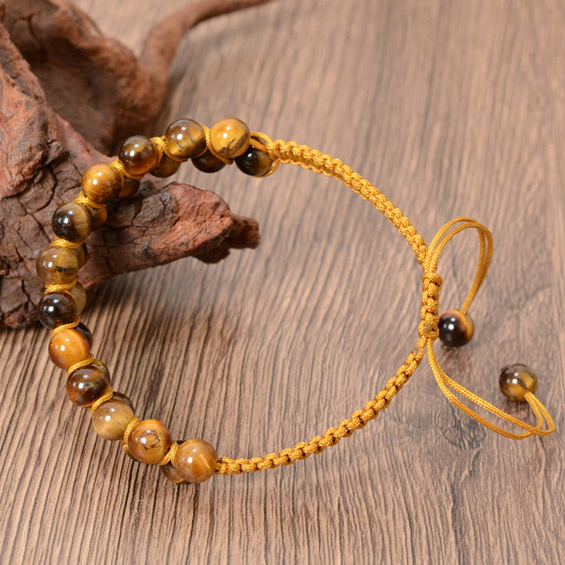 6 mm Tigerauge und Zinnober Unisex-Armband