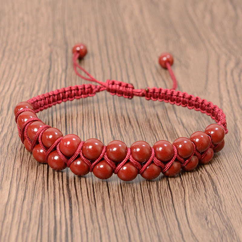 6 mm Tigerauge und Zinnober Unisex-Armband