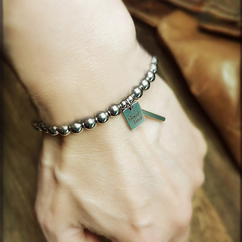 6 mm Titanstahl-Armband „Good Luck Balance“ – Spirituelles Armband