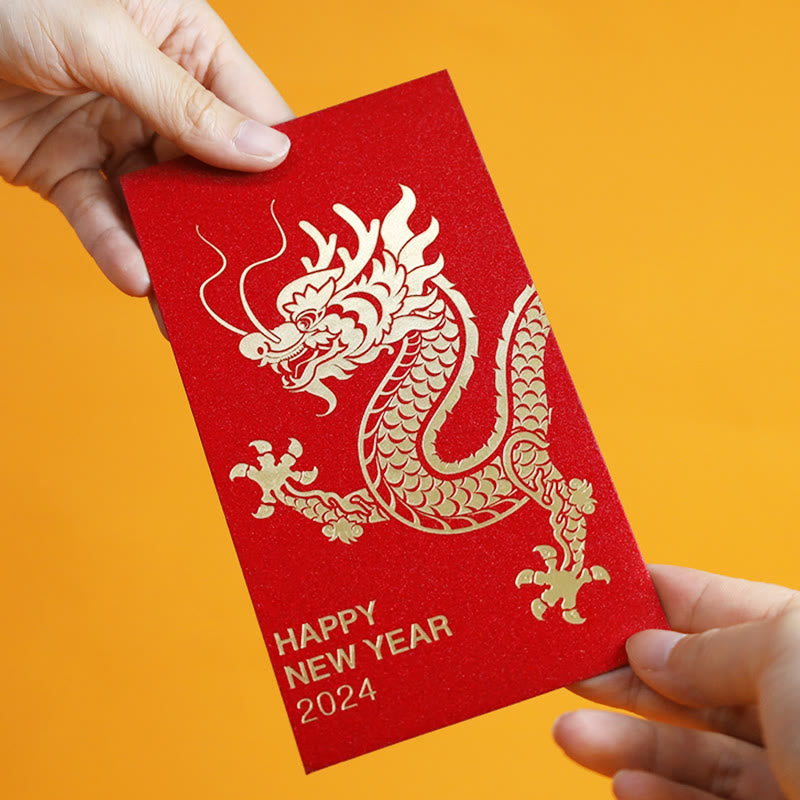 6 Stück chinesische rote Umschläge zum Jahr des Drachen, Glücksgeldumschläge 2024