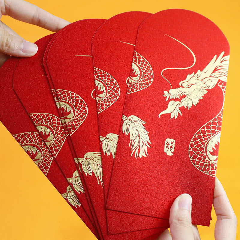 6 Stück chinesische rote Umschläge zum Jahr des Drachen, Glücksgeldumschläge 2024