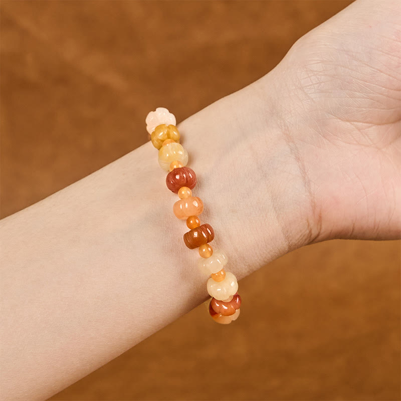 6 x 8 mm goldenes Seiden-Jade-Armband für Reichtum und Glück