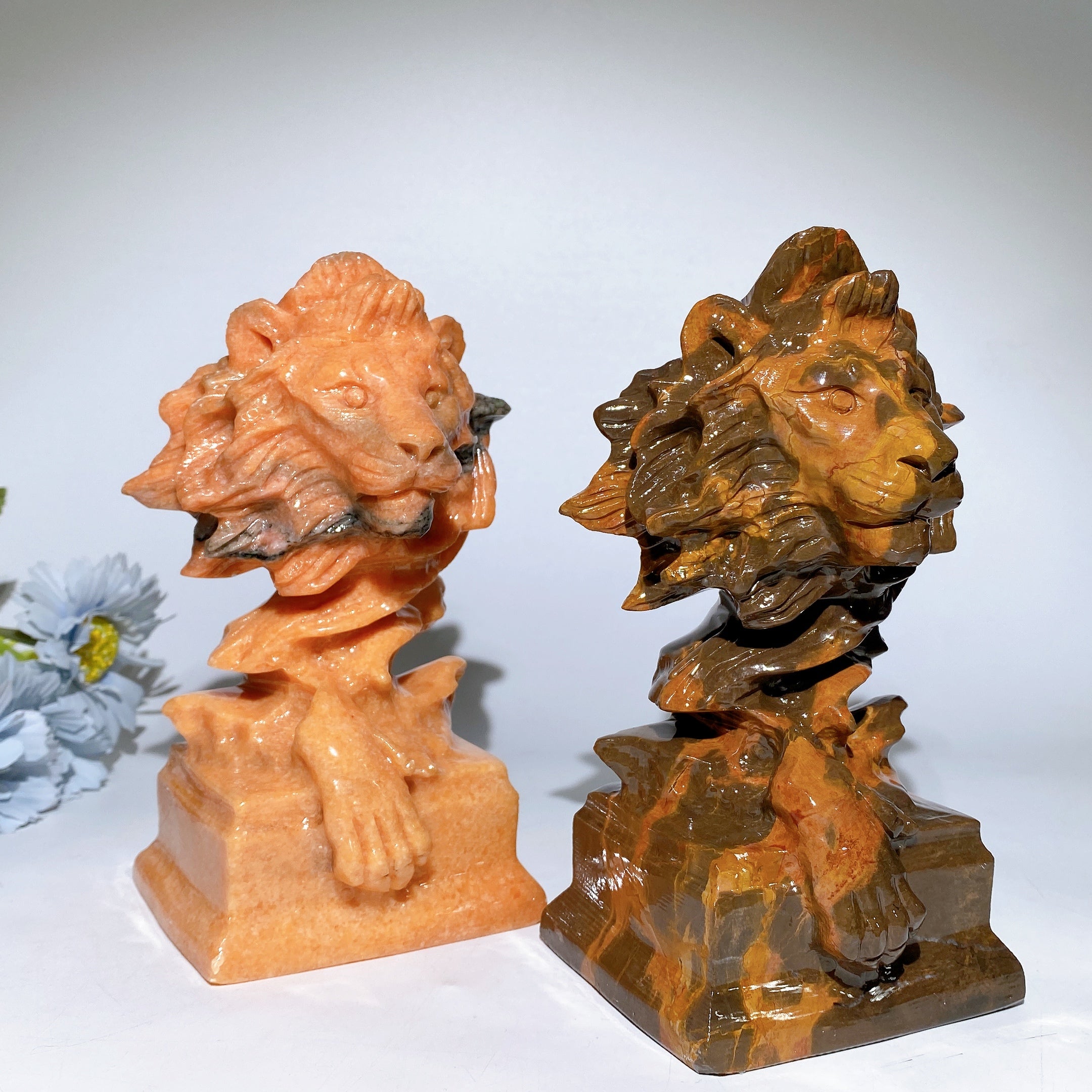 7,0 Zoll Sonnenstein &amp; Jade Löwenkopf Kristallfiguren