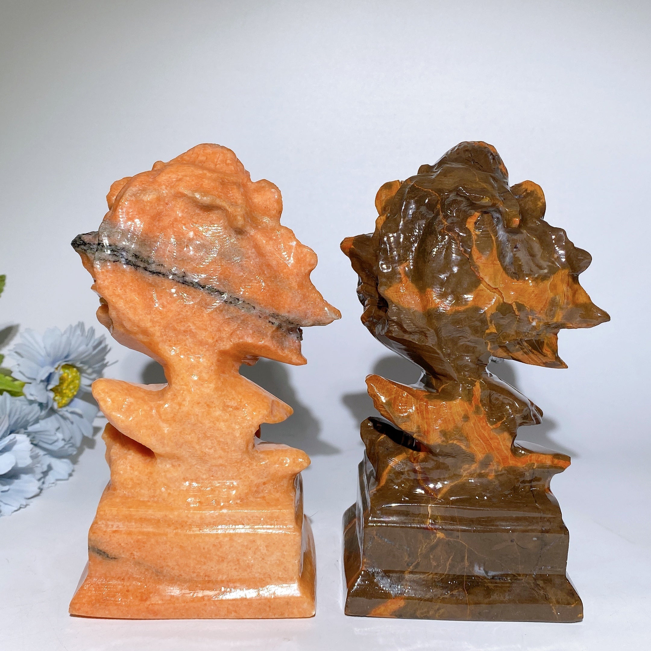 7,0 Zoll Sonnenstein &amp; Jade Löwenkopf Kristallfiguren